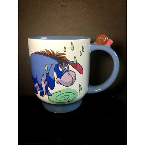 Eeyore Disney Store Mug Ceramic Cup Winnie The Pooh Rainy Day Snail On Handle - Picture 1 of 7